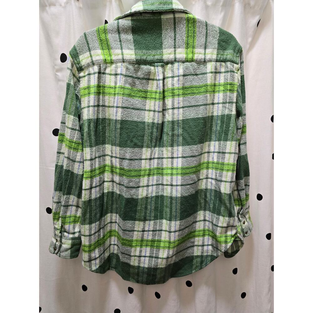 Green plaid Aerie button down flannel shacket shirt jacket size medium - Picture 6 of 10